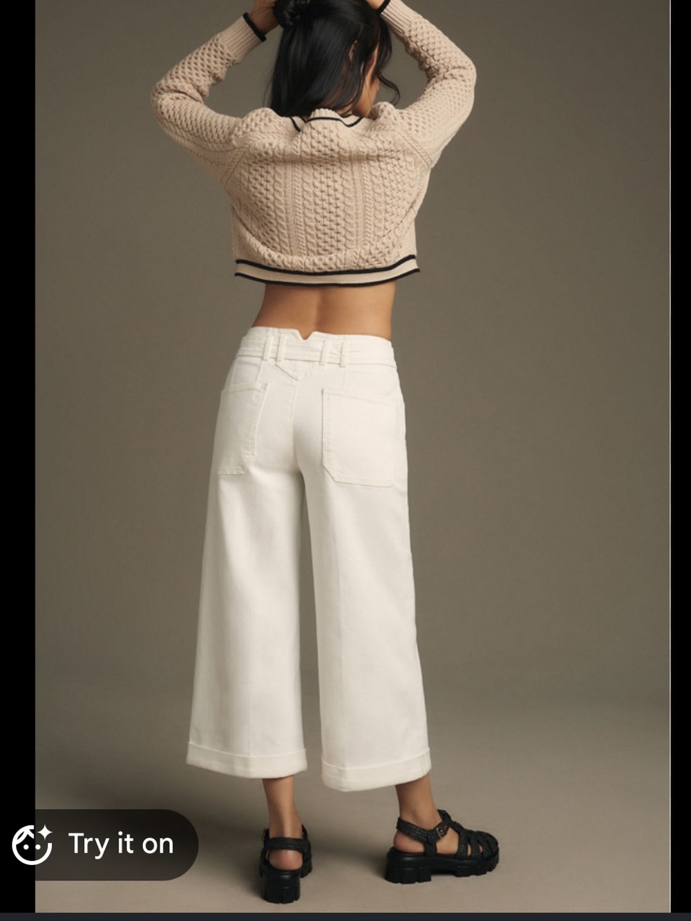 Maeve | Anthropologie LIKE NEW Cropped high rise wide leg cuffed jeans size 29 - Picture 6 of 15